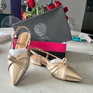 Vince Camuto Jyle Metallic Gold Slingback Flats